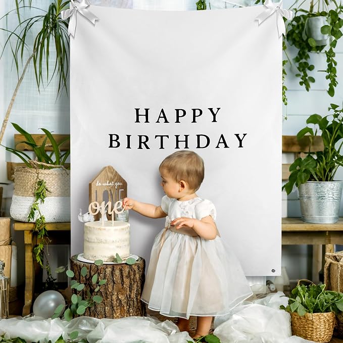 Oudain 29×39 Inch Happy Birthday Burlap Banner, Fabric Party Decorations - Image 4