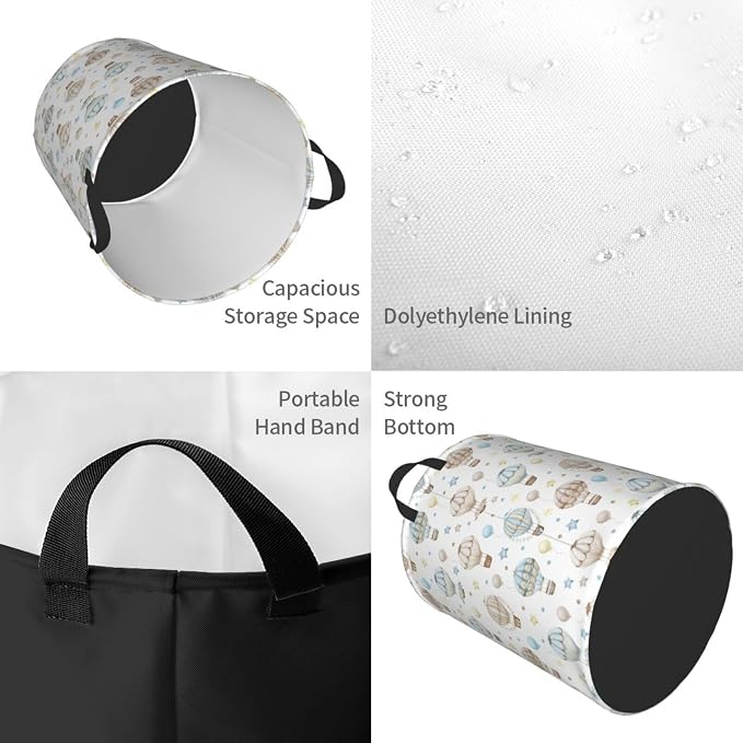 Cute Hot Air Balloons Laundry Hamper Bag - Image 3