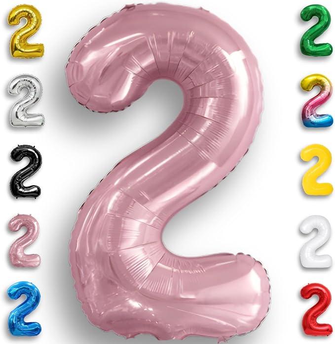 Pink Pearl Number Balloon 2 Mylar Foil Macaron Balloons 16 Inch by Unknown