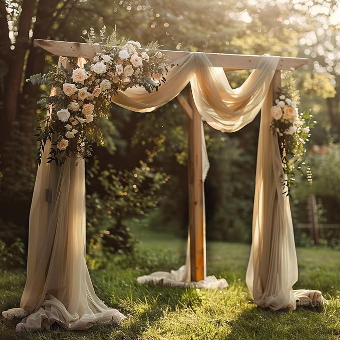 Nude Wedding Arch Draping Fabric Backdrop Drapes Sheer 4 Panels | 28.7"x20FT - Image 7