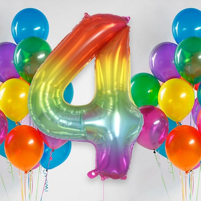 Rainbow Number 4 Balloon 40 Inch, Big Large Foil Number Balloons, Gradient - Image 2