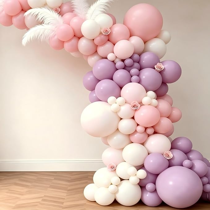 Pink Purple White Balloon Garland Arch Kit, Lavender Pastel Light Purple White - Image 5