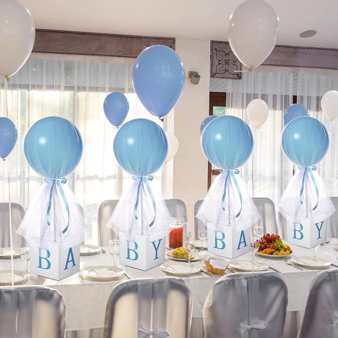 Wettarn 4 Set Blue Boy Baby Shower Table Centerpiece Decor 24'' Tulle Tutu by Wettarn
