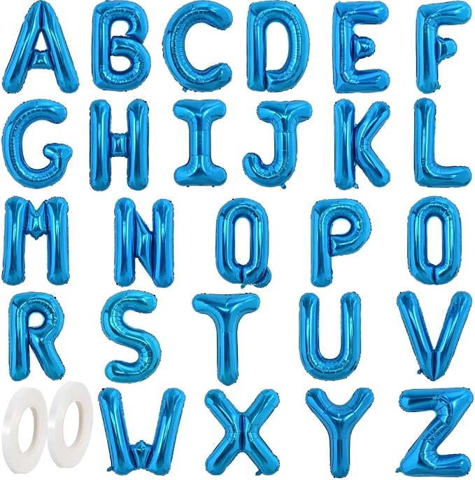 TONIFUL Blue Letter Balloons 1 Set 16 Inch A-Z Custom Alphabet Banner | 26 Pcs by TONIFUL