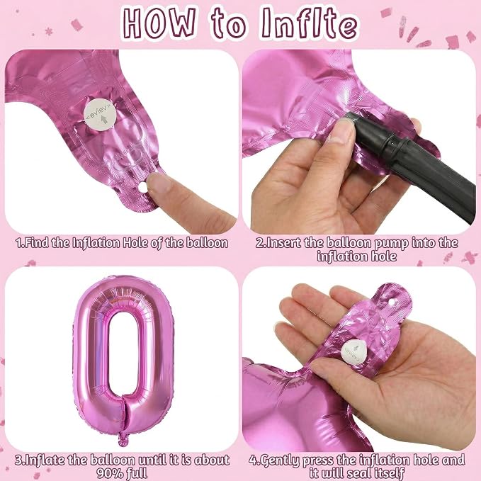 Pink Number 10 Balloon 40 Inch, Shiny Foil Double Digit Party Supplies | - Image 5