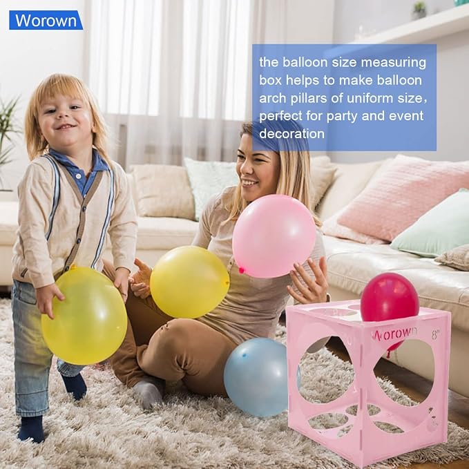 Worown 14 Holes Collapsible Pink Plastic Balloon Sizer Box, 1-10 Inch Balloons - Image 6