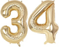 Champagne Large Number 34 Balloon, 40 Inch Light Gold Foil Helium Number by AIQINHU