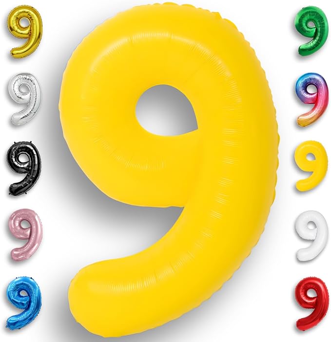 Yellow Number Balloon 9 Mylar Foil Macaron Balloons 40 inch by Unknown