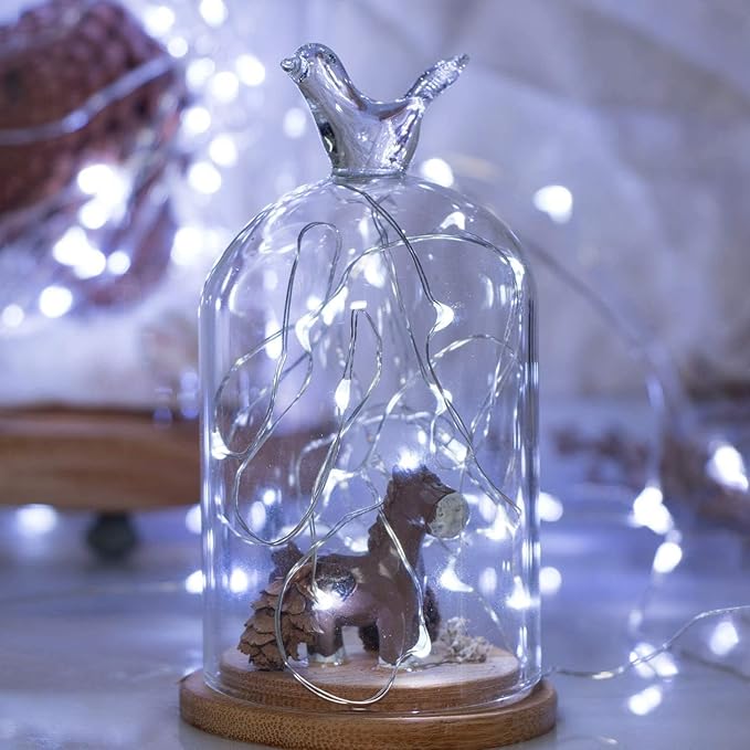 Fairy Lights Battery Operated String Lights - 12 Pack 7ft 20 LED Silver Wire Starry Light for Mason Jars DIY Picture Walls Shelves Arts Crafts Trees Branches Bedroom Wedding Party Decor(Pure White)