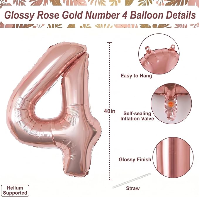 Rose Gold Number 14 Balloon 40 Inch, Gorgeous Blush Foil - Image 4