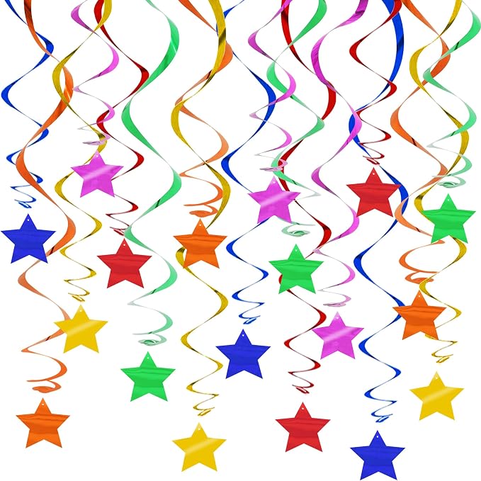 BEISHID Assorted Rainbow Pre-Strung Stars Hanging Swirls Rainbow Hanging by Beishida