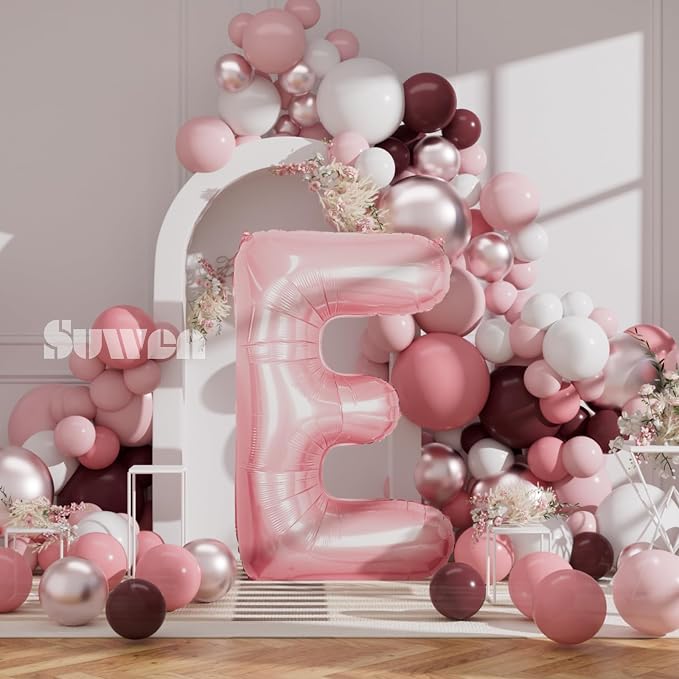 SUWEN 40 Inch Pink Large E Letter Balloons Big Foil Helium A-Z | Jumbo Mylar - Image 6