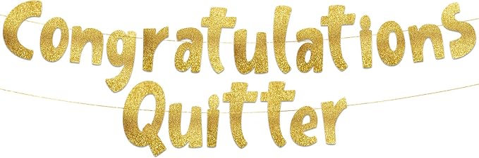 Pre-Strung Congratulations Quitter Gold Glitter Banner by SterlingJamesCo