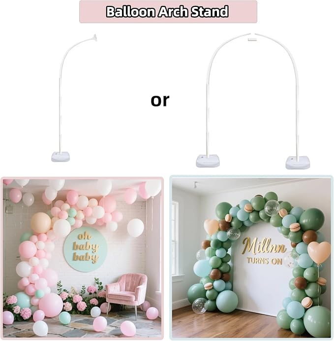 Balloon Arch Kit Stand with Base, 9Ft & 5.6Ft High Free Bending Half Arch Stand - Image 5