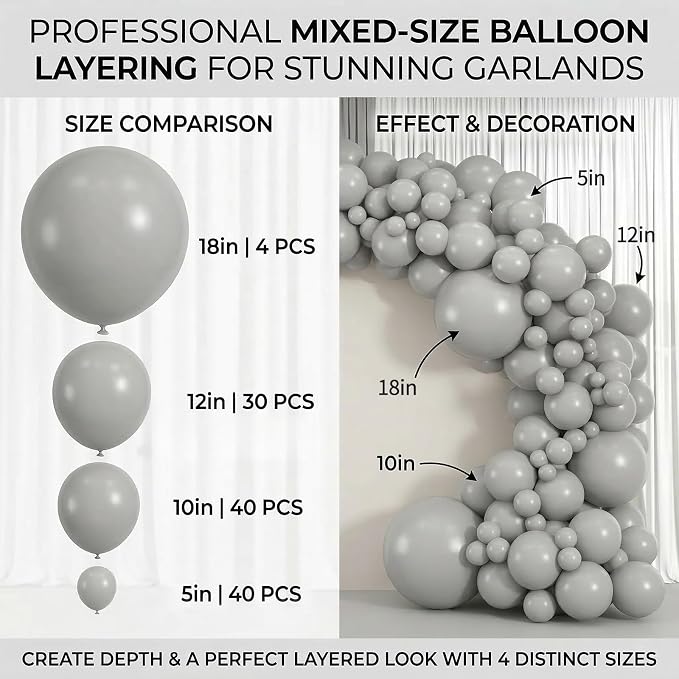 Gray Balloons, Baby Shower, Anniversary, Graduation, Party Decorations - Image 3