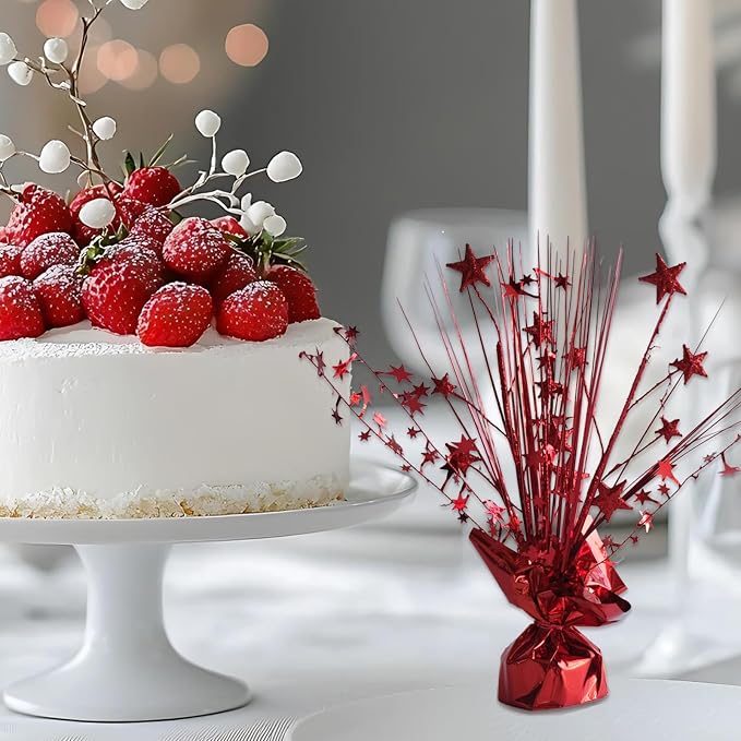 12 Pack Metallic Red Foil Spray Centerpieces Stars Brust Table Centerpieces - Image 2