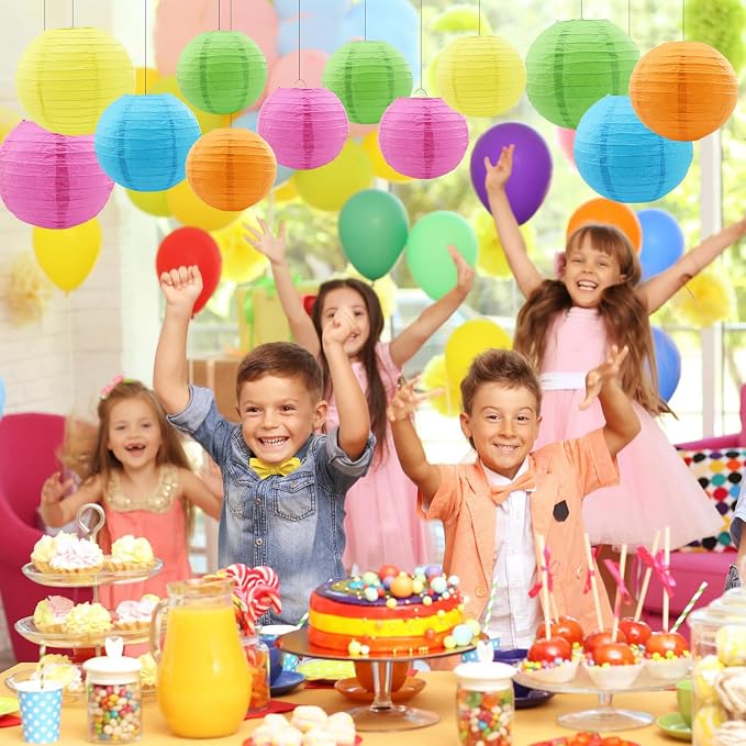 16 Pcs Colorful Paper Lanterns Chinese Neon Paper Lanterns Birthday Party - Image 4