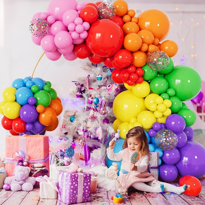 162 Pcs Colorful Rainbow Balloons Arch Kit, Diffrent Size Rainbow Balloon - Image 6