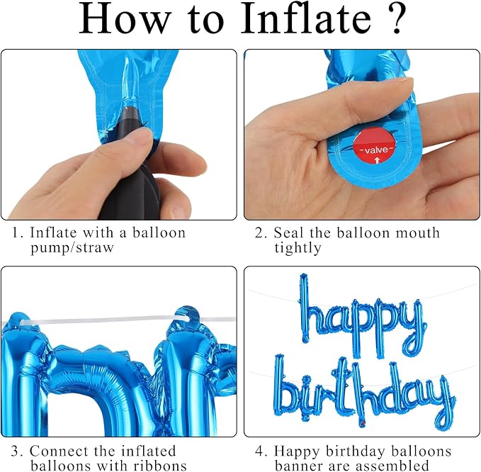 Happy Birthday Balloons Banner Foil Letters Balloons Connected, Personalized - Image 7