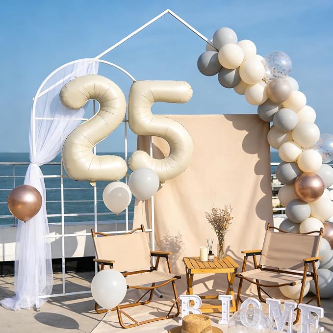 40 In Cream white Number Balloons Helium Foil Mylar Balloon Digital 27 | - Image 4