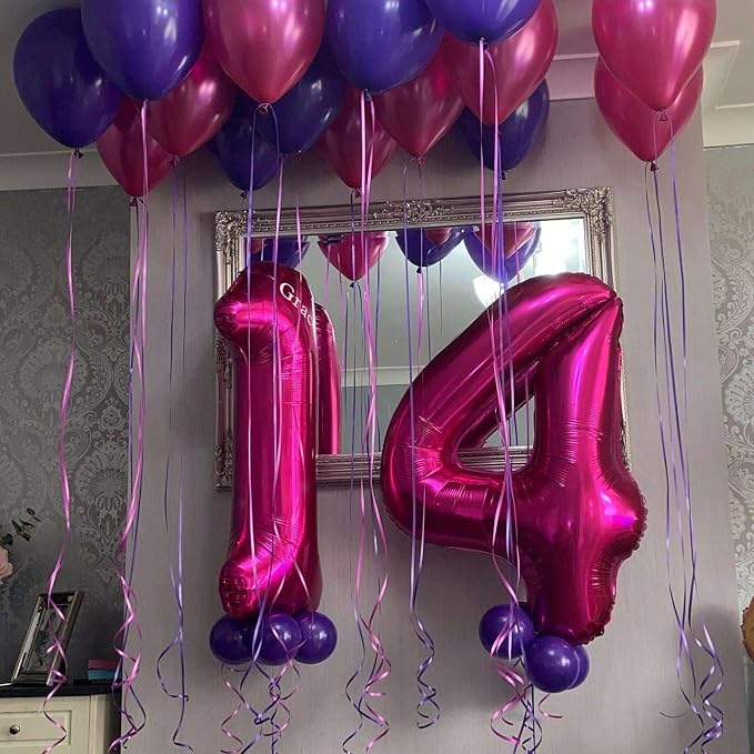 Hot Pink 19 Number Balloons, 40 Inch Giant Number 19 Balloons Foil Mylar Helium - Image 4