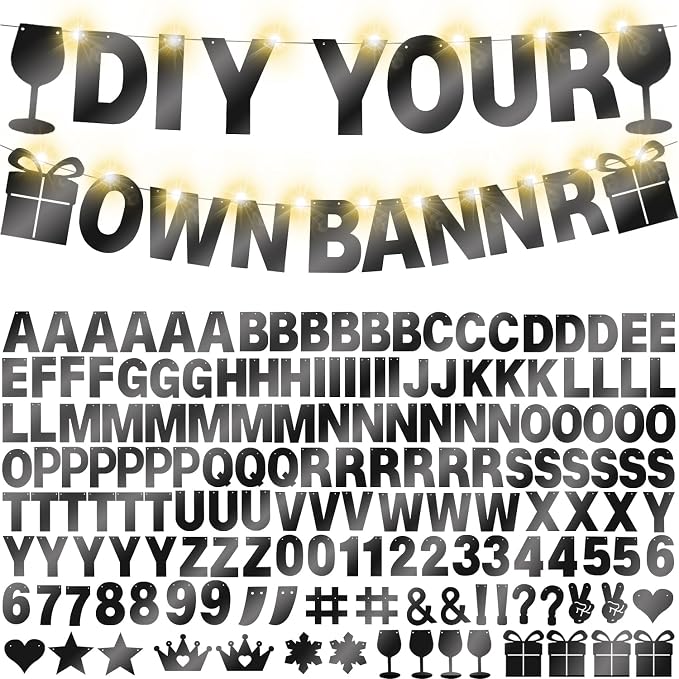 175Pcs DIY Glitter Customizable Banner Kit Happy Birthday Custom Letters Banner by WELITTCON