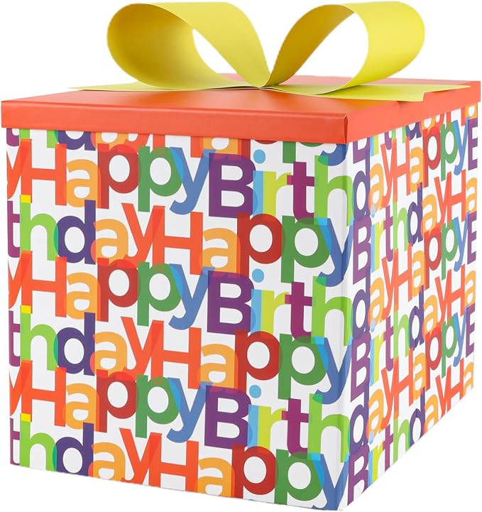 BIOBROWN Gift Boxes with Lids for Presents Text Birthday Design Gift Box | by BIOBROWN