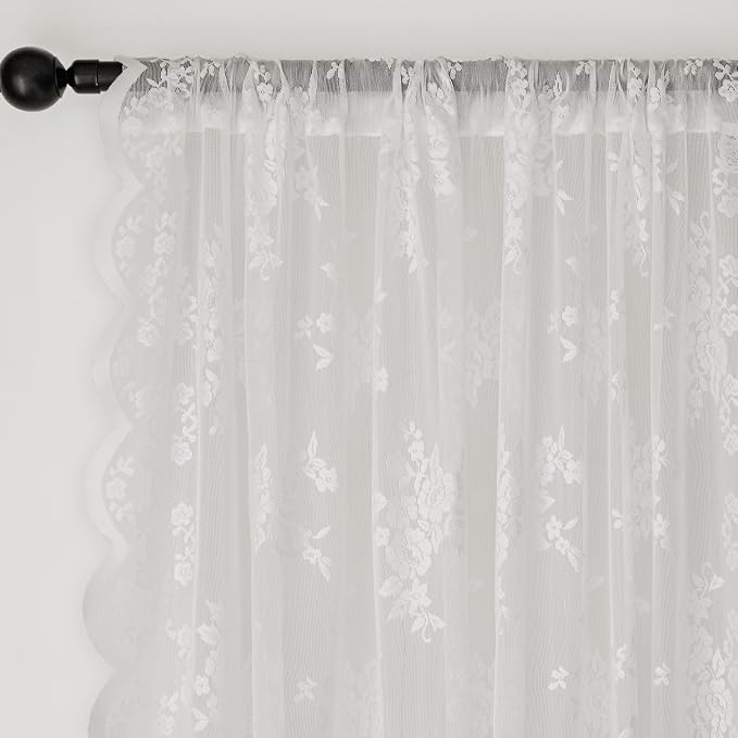 Anmao Vintage Lace Curtains 108 Inches Long 2 Panels, Romantic Elegant Light - Image 5