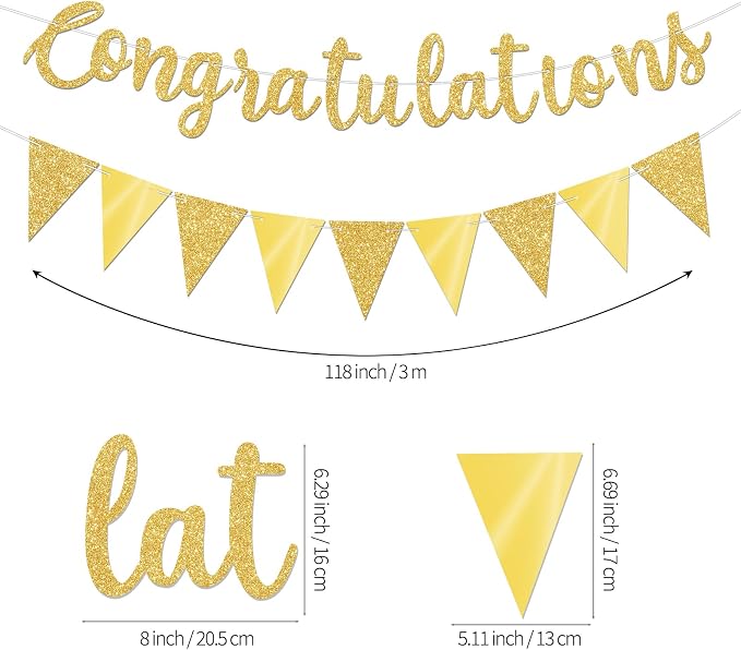 Glitter Gold Congratulations Banner - Image 3