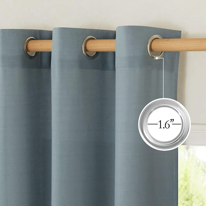 NICETOWN Flax Stone Blue Linen Curtains - Image 2