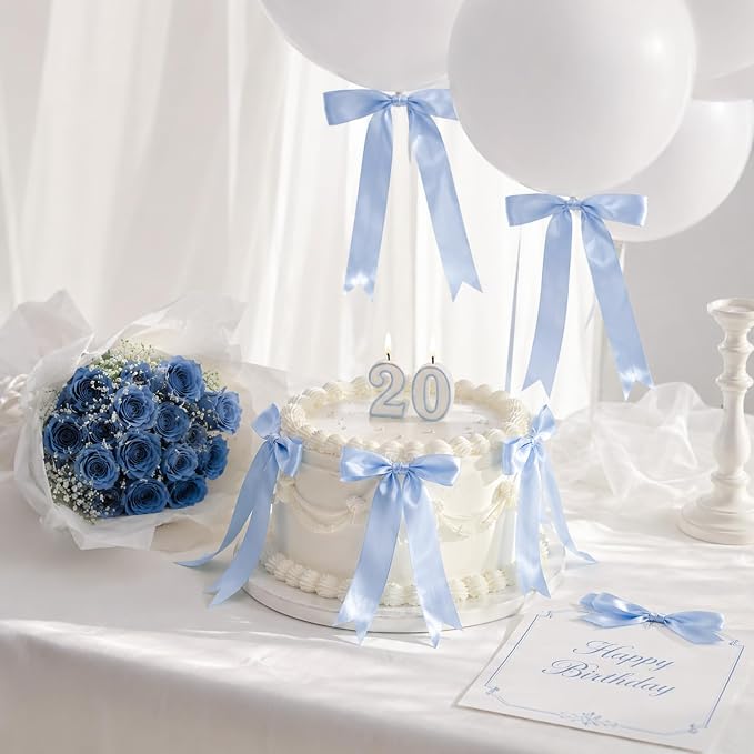 2 Strings Blue Bow Garland Banner Decorations - Image 8