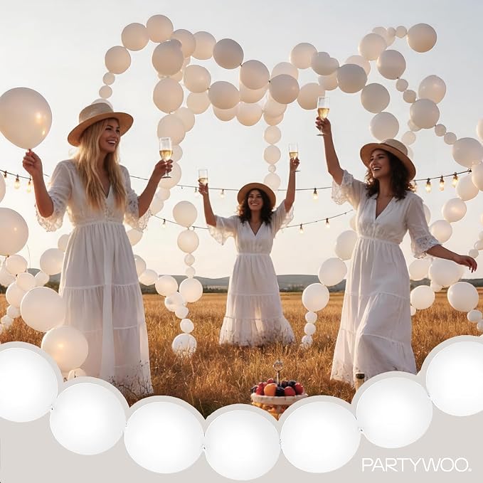 PartyWoo White Linking Balloons 100pcs 6 Inch White Link Balloons | - Image 7
