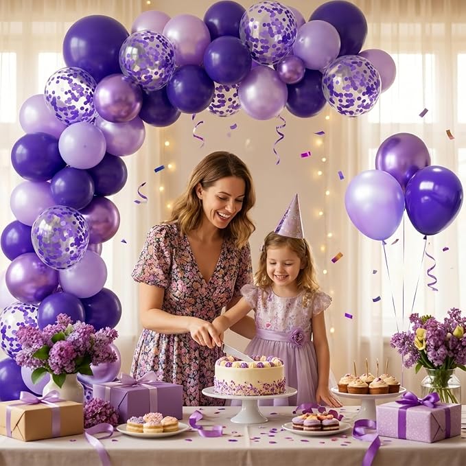 Purple Balloons Arch Kit, Dark Purple Latex Balloons - Image 2