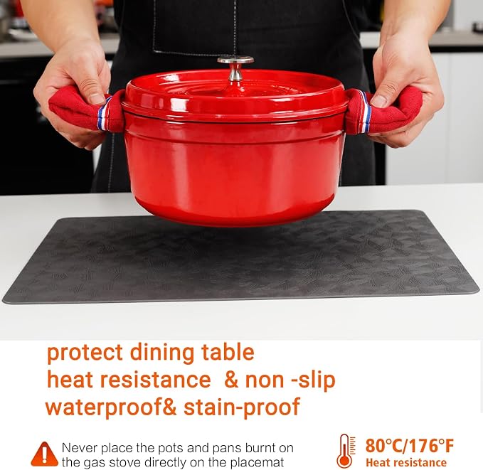 Vinyl Placemats Set of 8 Heat Resistant Easy Clean Non-Slip Place Mats - Image 4