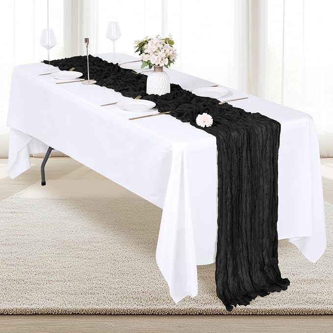 12 Pack Black Cheesecloth Table Runner 17x108 Inch Semi Sheer Boho Gauze Cheese - Image 4