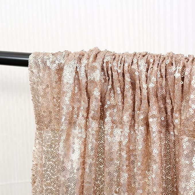 Poise3EHome Champagne Sequin Backdrop Curtains, 4 Panels 2FTx8FT Glitter - Image 6