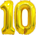 Gold 10 Balloon Number, 40 Inch Number 10 Balloon Large Gold Foil Mylar Helium by BBPOOL