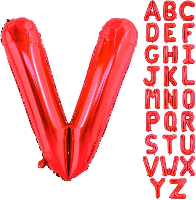 Red Letter V Balloons, V Balloon 40 Inch V Balloons Letter by BBPOOL