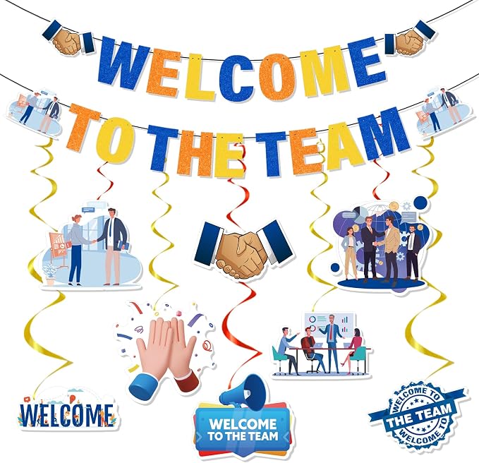 Welcome to the Team Banner Hanging Swirls Party Decorations 10PCS | Welcome by InIsaJace