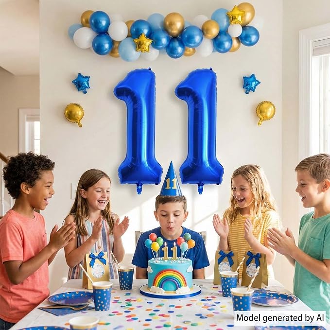 Navy Blue Number 11 Balloon 40 Inch, Shiny Foil Twin Digit Event Decor | - Image 3