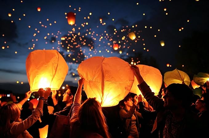 Paper Lanterns 20Pcs Set, Including Hanging Rectangular Lanterns, Suitable - Image 4