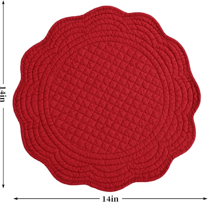 HOMBYS Quilted Placemats Set of 6 Washable Round Placemats - Image 2