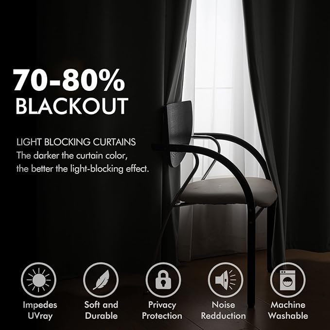 MIULEE Velvet Curtains Charcoal Grey 52 x 108 Inch Length Set of 2 | Extra Long - Image 5