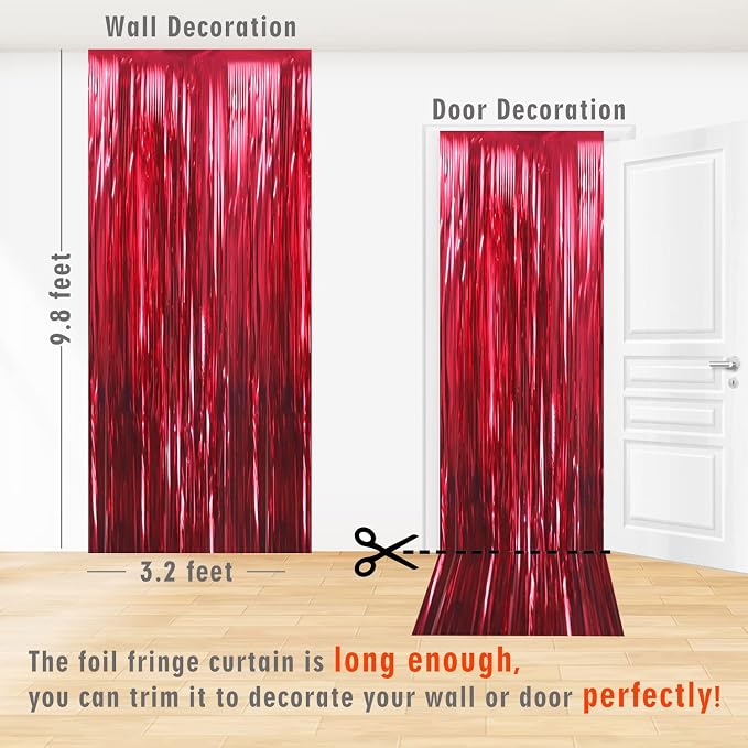 GOER 6.4 ft x 9.8 ft Metallic Tinsel Foil Fringe Curtains, Graduation - Image 6
