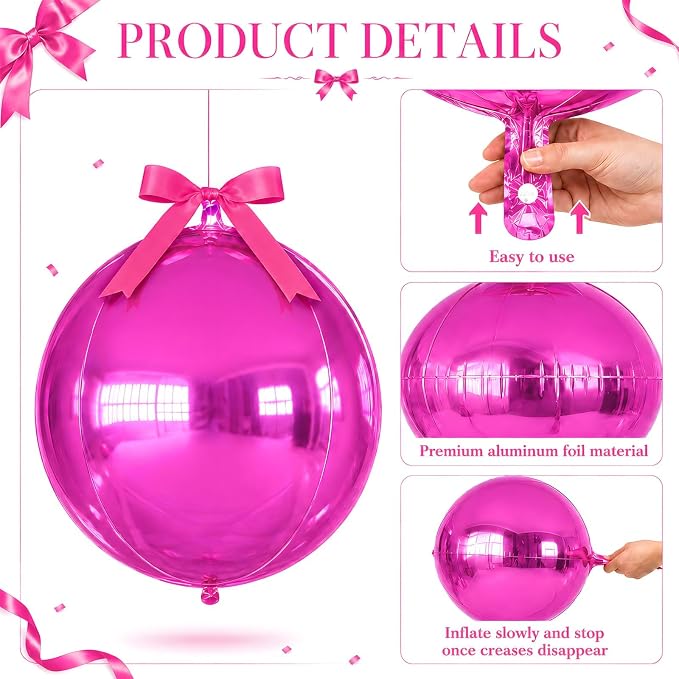 Hot Pink Light Pink Round Foil Balloons - Image 7