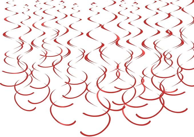 Red Hanging Swirl Decorations Plastic Streamers Foil Swirls Ceiling Decorations by MISU