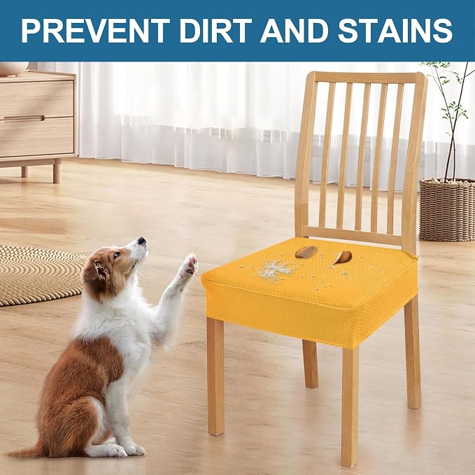 Smiry Waterproof Seat Covers for Dining Room Chairs, No Rear Covers | Stretch - Image 6