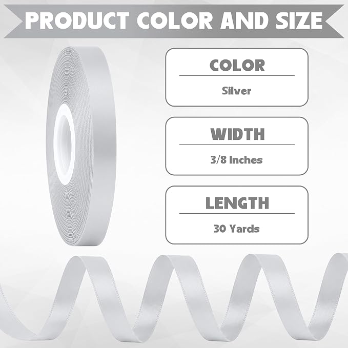 3/8In 30Yards Thin Silver Ribbon - Image 2