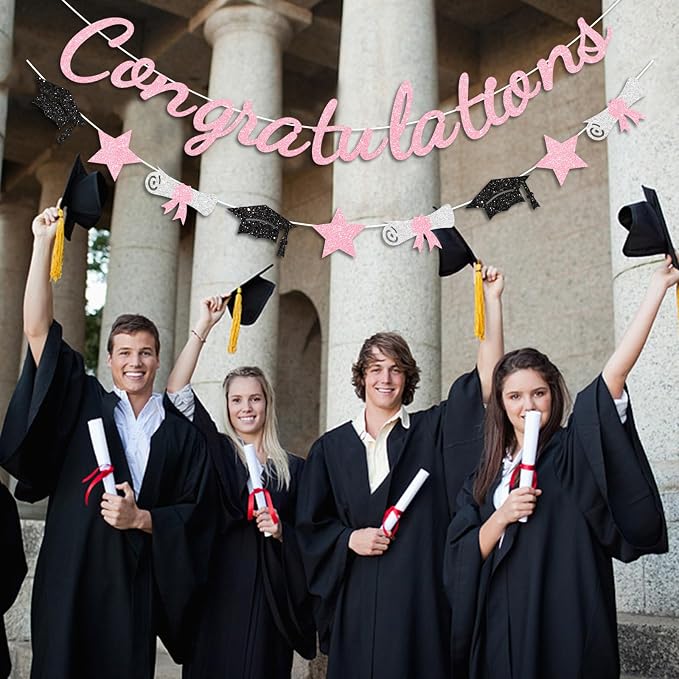 Congratulations Banner Pink Graduation Decorations Class of 2026 Prestrung - Image 4