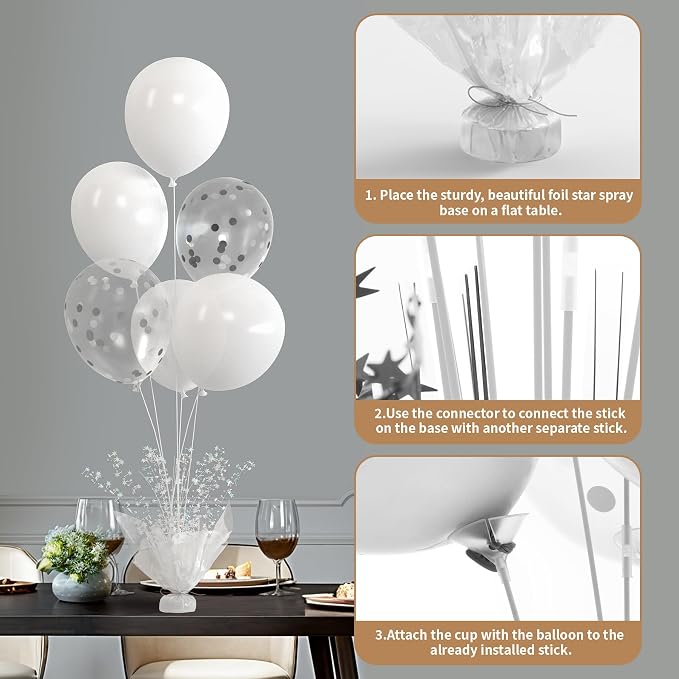 2 Set White Table Balloons Centerpiece - Image 5